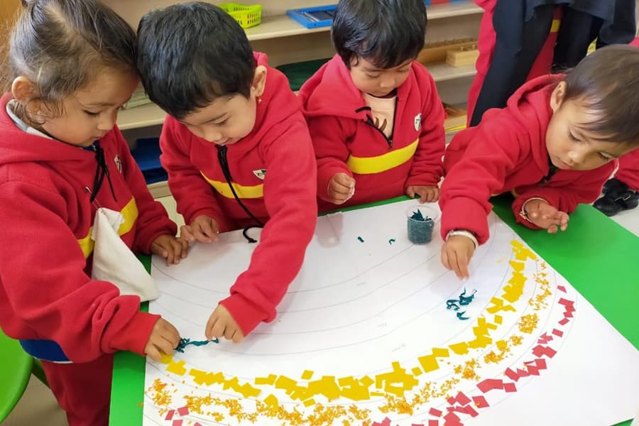 Students creating art projects